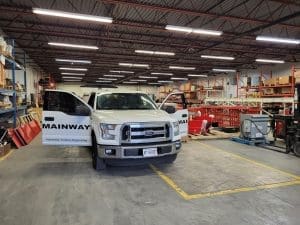 Mainway truck inside shop